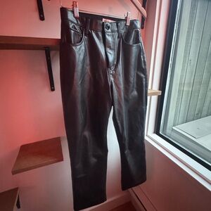 Curve Love Vegan Leather Ankle Straight Pant